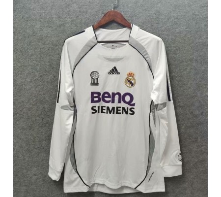 Real Madrid 06/07 Home White Long Sleeve Soccer Jersey